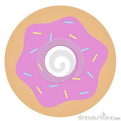 An illustration of a donut with icing and sprinkles Vector Illustration