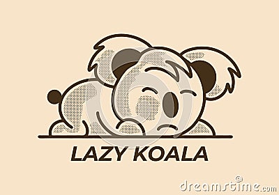 illustration drawing of lazy baby koala Vector Illustration