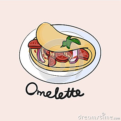 Illustration drawing style of omelette Stock Photo