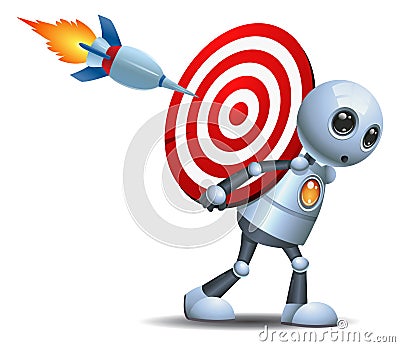 Little robot carry target symbol Vector Illustration