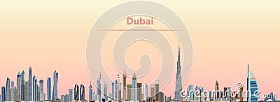 Vector illustration of Dubai city skyline at sunrise Vector Illustration