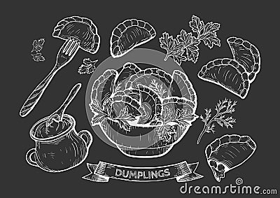 Illustration of dumplings set Vector Illustration