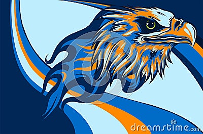 illustration Eagle Head with Flame Vector Design Vector Illustration