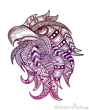 Illustration eagle head with mandala ornament style Vector Illustration