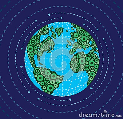 Earth and Gears Vector Illustration