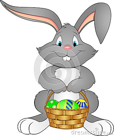 Illustration Easter bunny with basket Vector Illustration