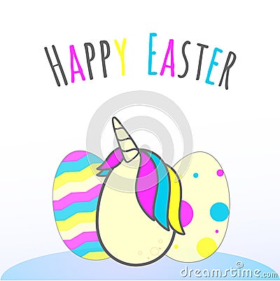 Illustration of easter eggs, `happy easter` Stock Photo