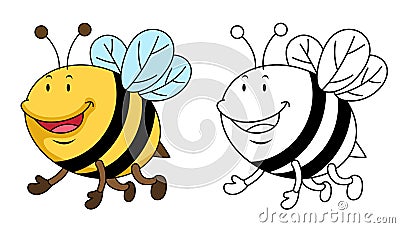 Illustration of educational coloring book-bee Vector Illustration