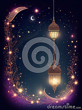 illustration for Eid Al-Adha luxury Iislamic religious day art background generative ai art Cartoon Illustration