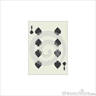 Illustration of an eight of spades card isolated on a white background Cartoon Illustration