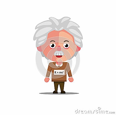 Illustration of Einstein scientist avatar character concept in cartoon flat vector on white background Vector Illustration