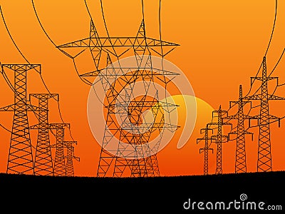 Illustration of electric transmission line t Vector Illustration