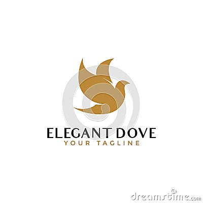 Elegant Flying Dove Bird Logo Design Template Stock Photo