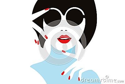 Illustration elegant girl in glasses. Vector Illustration