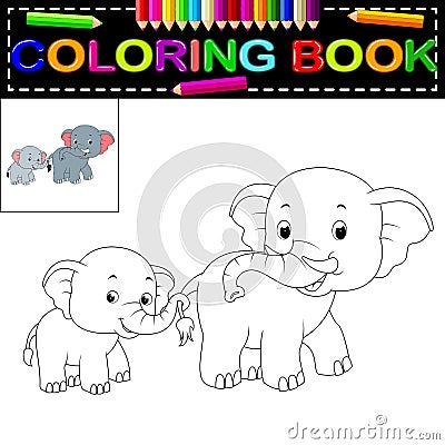 Elephant coloring book Vector Illustration