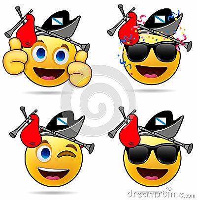 Illustration emoticon cartoon isolated regional spain, icon happy ok Stock Photo