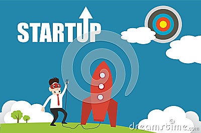 Illustration of entrepreneurship, start up business man concept. Vector Illustration