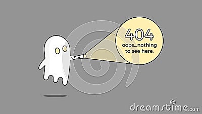 Illustration for 404 error. Vector webpage template concept for Page not found problem. Creative character design with a ghost Vector Illustration