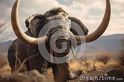 Illustration of an extinct animal called the Mastodon Stock Photo