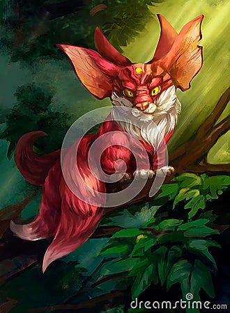 Illustration of a fabulous animal in the forest Stock Photo
