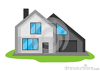 Illustration of facade of modern luxury house. Vector Illustration