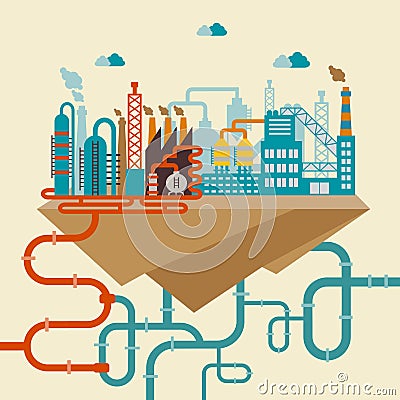 Illustration of a factory or refinery Vector Illustration