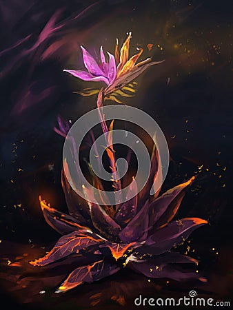 Illustration of fairy glowing flower Stock Photo