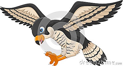 Cute Falcon cartoon flying . Illustration of Falcon bird Stock Photo