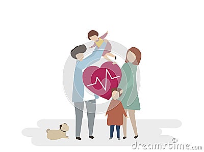 Illustration of family healthcare isolated Stock Photo