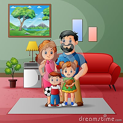 Illustration of a family inside the house Vector Illustration