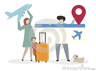 Illustration of family traveling together Stock Photo