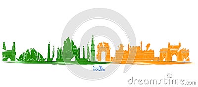 Indian monument cityscape for Independence Republic Tourism or Marketing purpose Vector Illustration