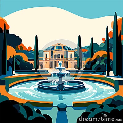 Illustration of the famous Villa Borghese in Rome, Italy AI generated Vector Illustration