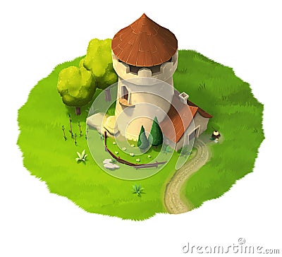 Illustration fantasy tower. Stock Photo