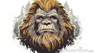 Simba Bigfoot Illustration In Stylized Portraiture Style Cartoon Illustration