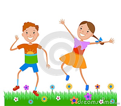 Illustration Featuring Dancing Kids Stock Photo