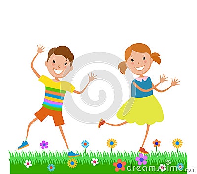 Illustration Featuring Dancing Kids Stock Photo