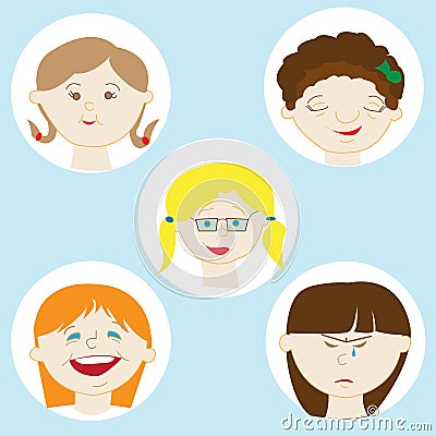 Illustration Featuring Kids Showing Different Facial Expressions Stock Photo