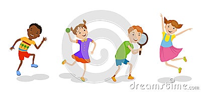 Illustration featuring playing kids Stock Photo