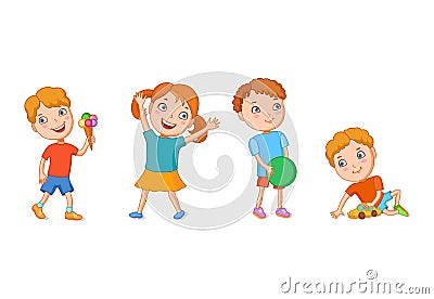 Illustration featuring playing kids Stock Photo