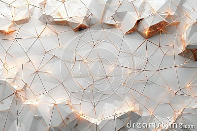 Featuring a white background with rose gold polygonal lines forming an abstract network pattern, creating a modern and sophi Cartoon Illustration