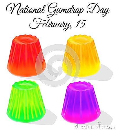 Illustration 15 February National Gumdrop Day greeting card Vector Illustration