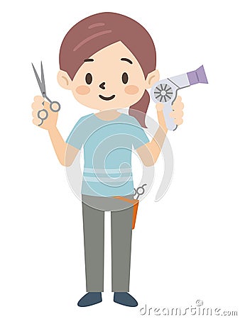 Illustration of a female hairdresser Vector Illustration