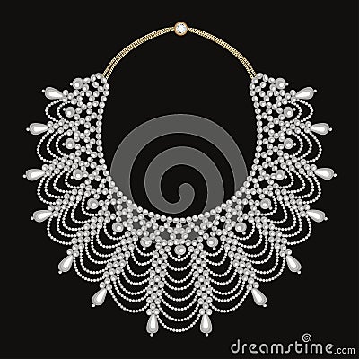 female necklace made of beads and pearls Vector Illustration