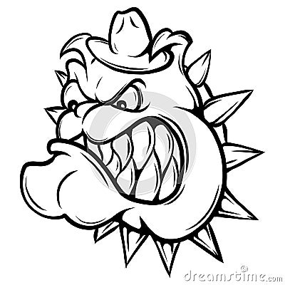 An illustration of a fierce bulldog animal character or sports mascot Vector Illustration