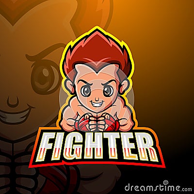 Fighter mascot esport logo design Vector Illustration