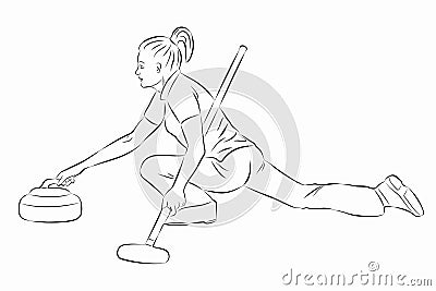 Illustration of figure curling player , vector draw Vector Illustration