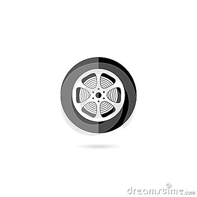 Illustration of a film reel icon isolated on white background Vector Illustration