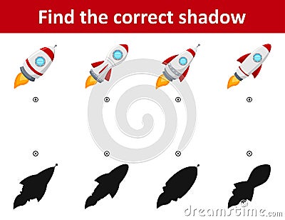 Find the correct shadow rocket among differences Stock Photo