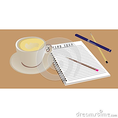 Illustration Find Ideas with a cup of coffee Vector Illustration